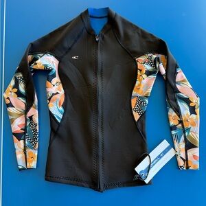 O'Neill Black Floral Women's Swim Wetsuit Jacket